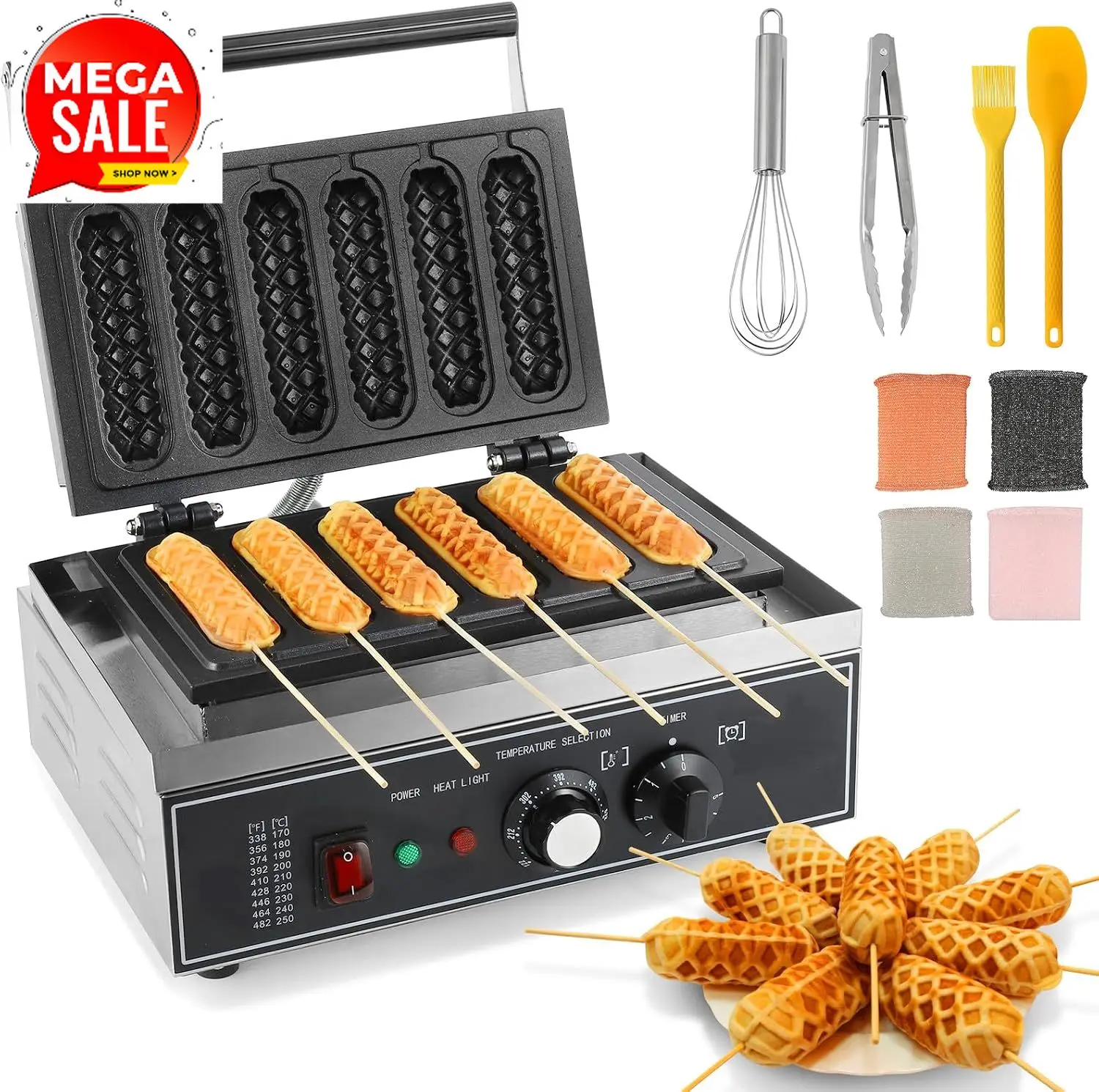 6Pcs Corn Dog Maker, 1550W Com - Corn Dog Stick 评论和价格