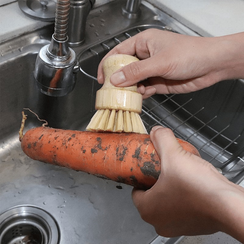 Bamboo Dish Scrub Brush Soap D - Cast Iron Corn 评论和价格